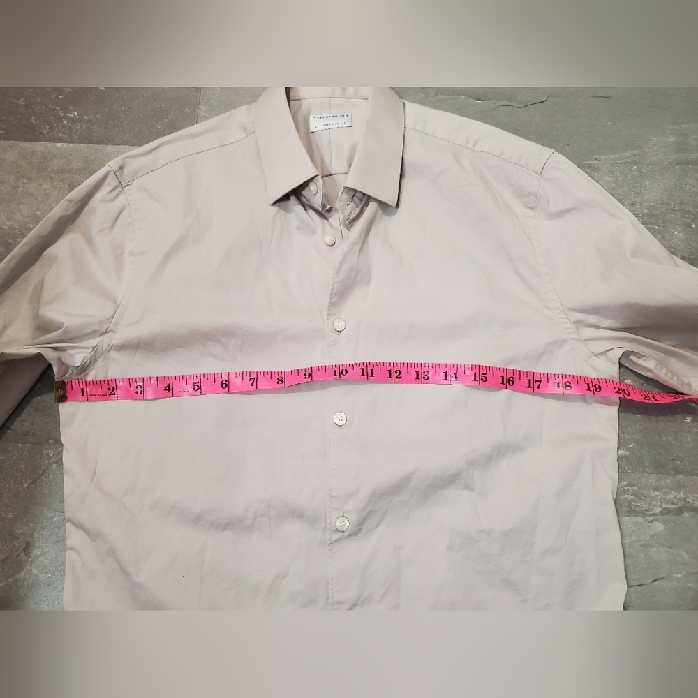 Tiger Of Sweden "Filbrodie" Extra-slim Burton Down Shirt. Long Sleeve Light Grey - Picture 9 of 13